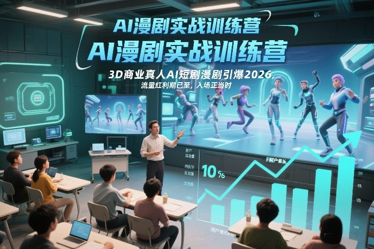 AI漫剧实战训练营，3D商业真人AI短剧漫剧引爆2026，流量红利期已至，入场正当时-知识创作