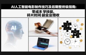 AI人工智能电影制作技巧及后期完整终极指南：零成本学技能，碎片时间副业增收-知识创作
