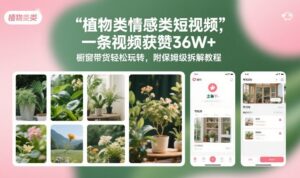 植物类情感类短视频，一条视频获赞36W+，橱窗带货轻松玩转，附保姆级拆解教程-知识创作