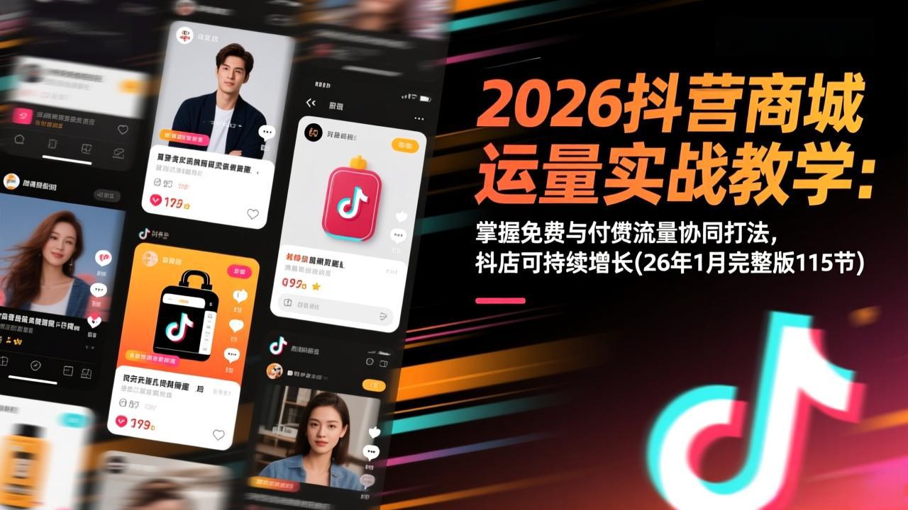 2026抖音商城运营实战教学：掌握免费与付费流量协同打法，抖店可持续增长(26年1月完整版115节-知识创作