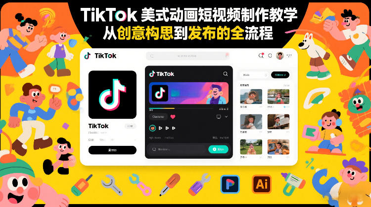 TikTok美式动画短视频制作教学，从创意构思到发布的全流程-知识创作