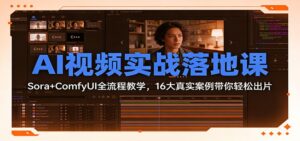 AI视频实战落地课：Sora+ComfyUI全流程教学，16大真实案例带你轻松出片-知识创作
