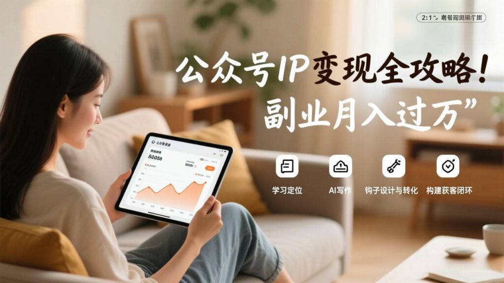 公众号IP变现全攻略，学习定位、AI写作、钩子设计与转化，构建获客闭环，副业月入过万-知识创作