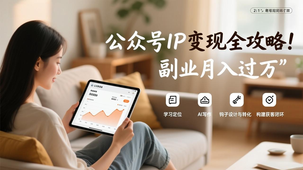 公众号IP变现全攻略，学习定位、AI写作、钩子设计与转化，构建获客闭环，副业月入过万-知识创作