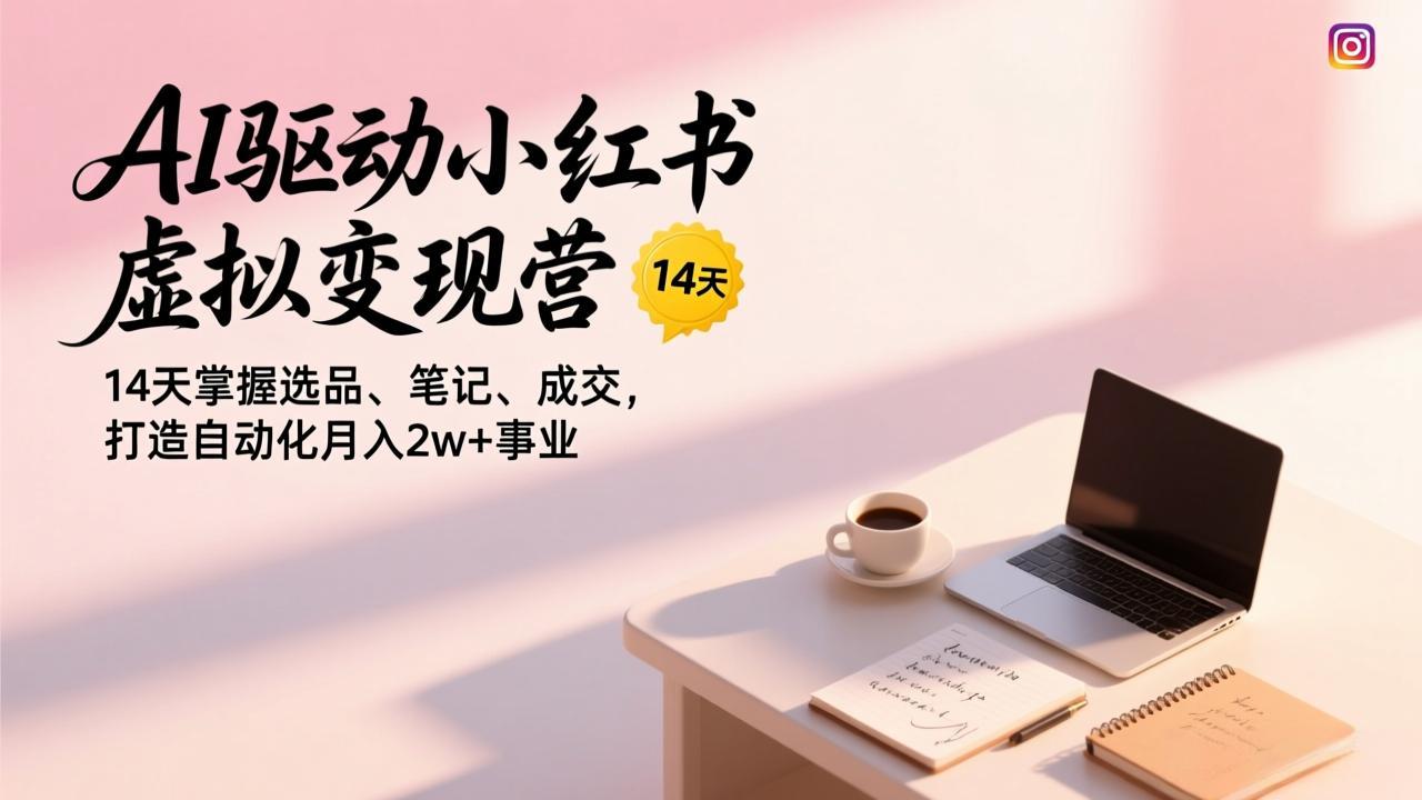 AI驱动小红书虚拟变现营，14天掌握选品、笔记、成交，打造自动化月入2w+事业-知识创作