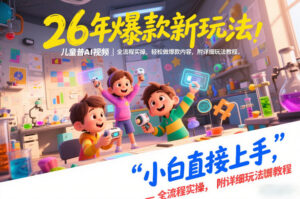 26年爆款新玩法，儿童科普AI视频，全流程实操，轻松做爆款内容，小白直接上手，附详细玩法教程-知识创作