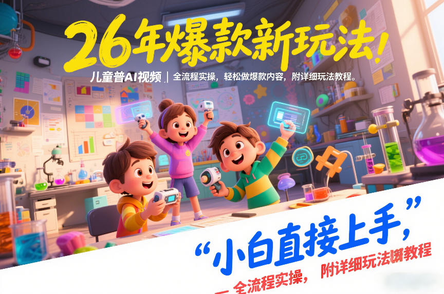 26年爆款新玩法，儿童科普AI视频，全流程实操，轻松做爆款内容，小白直接上手，附详细玩法教程-知识创作