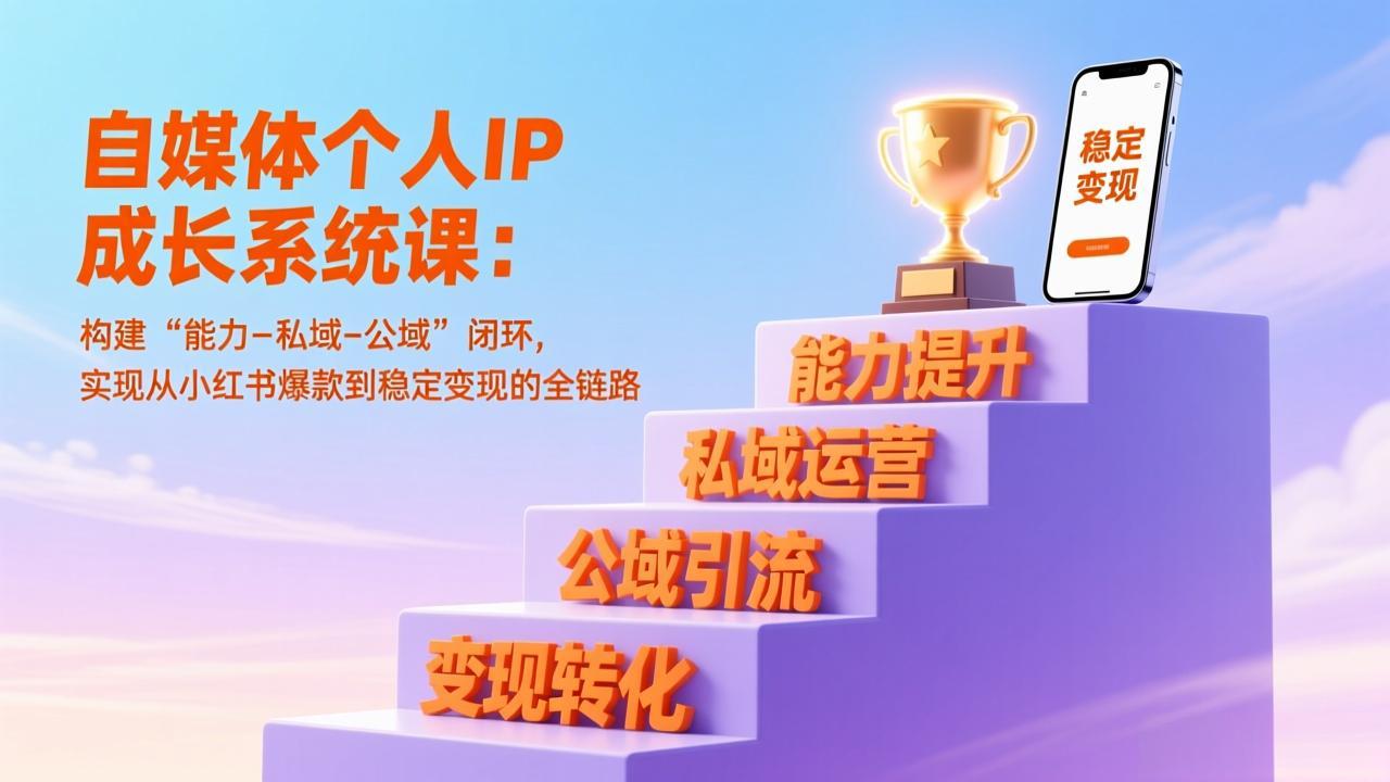 自媒体个人IP成长系统课：构建“能力-私域-公域”闭环，实现从小红书爆款到稳定变现的全链路-知识创作