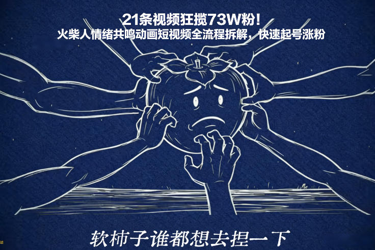 21条视频狂揽73W粉！火柴人情绪共鸣动画短视频全流程拆解，快速起号涨粉-知识创作