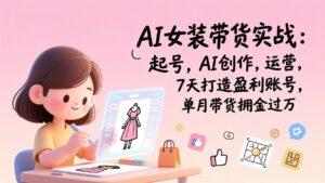 AI女装带货实战：起号，AI创作，运营，7天打造盈利账号，单月带货佣金过万-知识创作