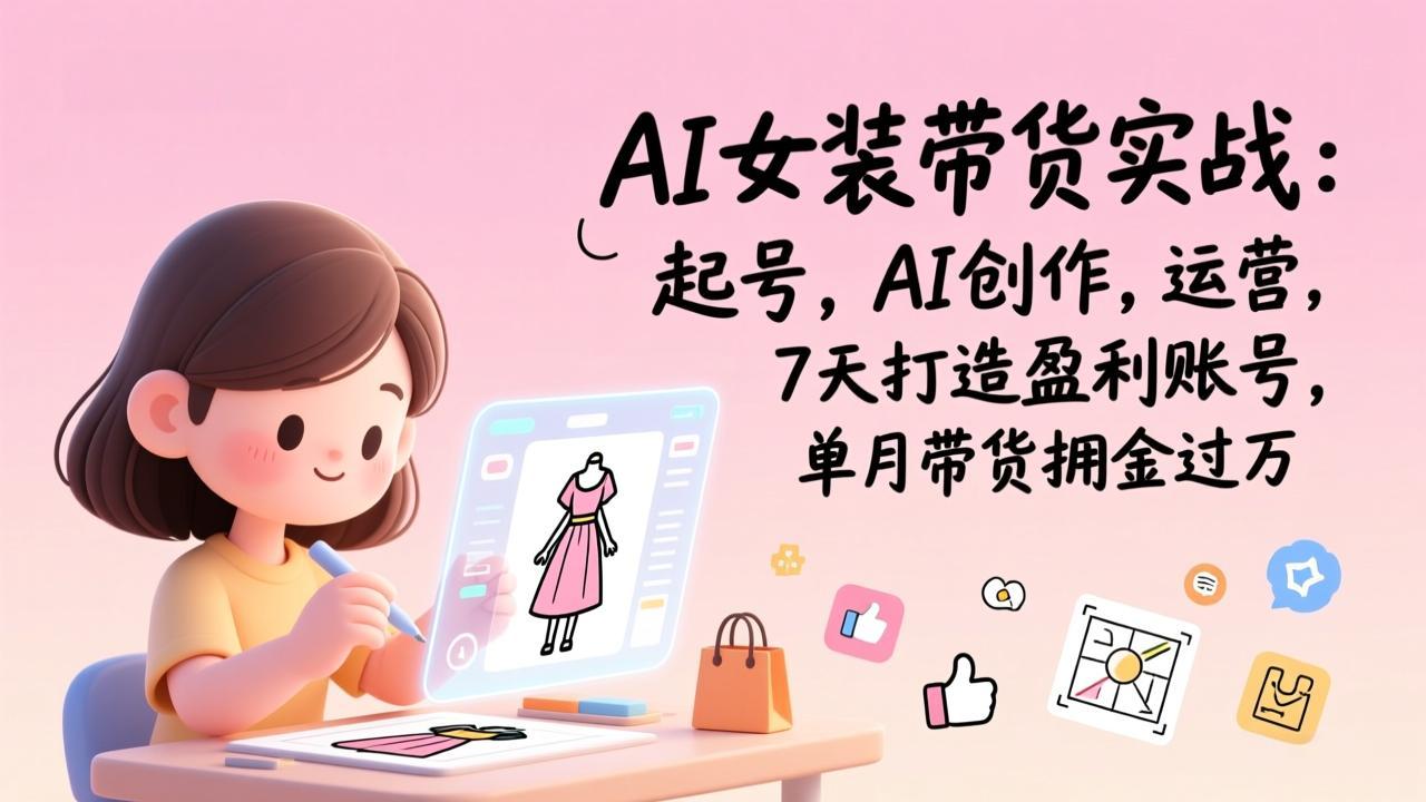 AI女装带货实战：起号，AI创作，运营，7天打造盈利账号，单月带货佣金过万-知识创作