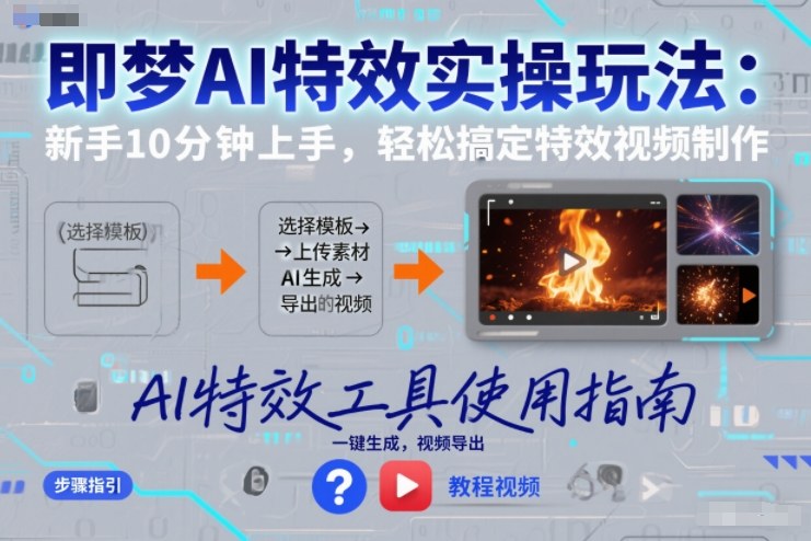 即梦AI特效实操玩法：新手10分钟上手，轻松搞定特效视频制作-知识创作