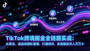 TikTok跨境掘金全链路实战：从算法、选品到团队管理，打通闭环，实现稳定月入万刀-知识创作