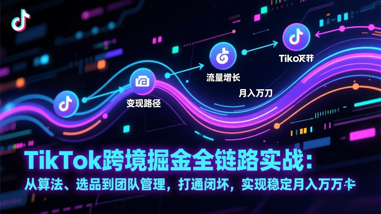 TikTok跨境掘金全链路实战：从算法、选品到团队管理，打通闭环，实现稳定月入万刀-知识创作