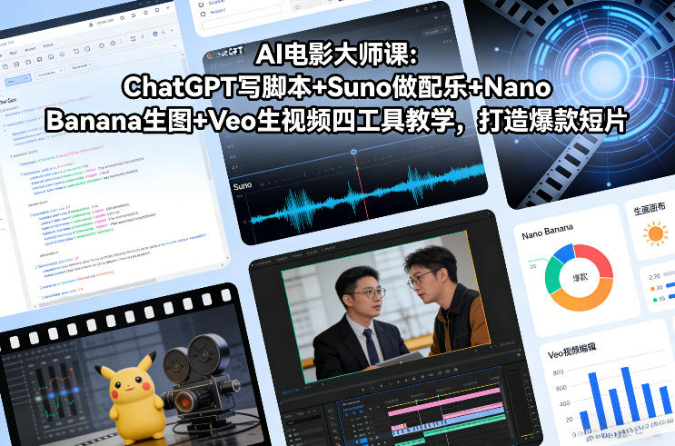 AI电影大师课：ChatGPT写脚本+Suno做配乐+Nano Banana生图+Veo生视频，打造爆款短片-知识创作