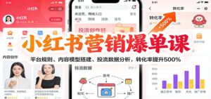 小红书营销爆单课：平台规则、内容模型搭建、投流数据分析，转化率提升500%-知识创作