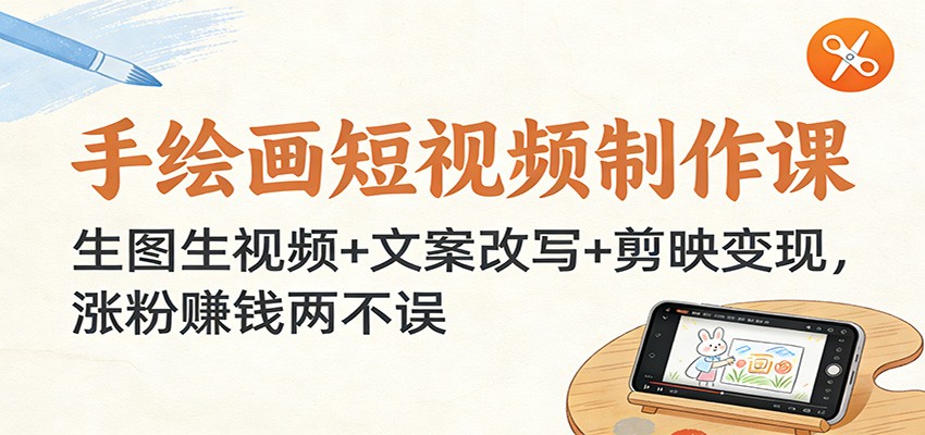 手绘画短视频制作课：生图生视频+文案改写+剪映变现，涨粉赚钱两不误-知识创作