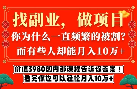 价值3980的网创内部课程，告诉你互联网创业月入10个W的秘密【揭秘】-知识创作
