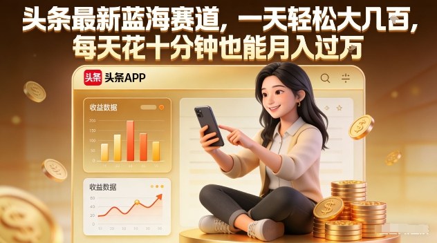 头条最新蓝海赛道，一天轻松大几张，每天花十分钟也能月入过1W【揭秘】-知识创作