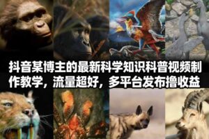 抖音60W粉丝博主最新科学知识科普视频制作教学，流量超好，多平台发布撸收益-知识创作