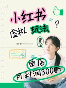 小红书虚拟玩法(铺货流和单品玩法)，单店月利润3000+，IP打法+原创商品(0违规)-知识创作
