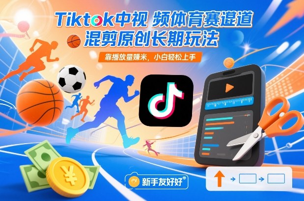 Tiktok中视频体育赛道混剪原创长期玩法，靠播放量賺米，小白轻松上手-知识创作
