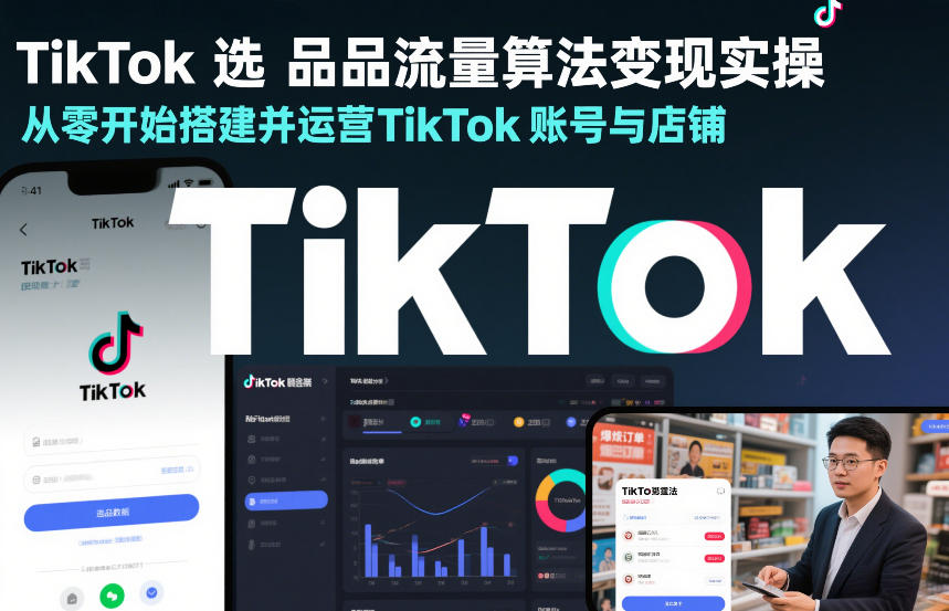 TikTok选品流量算法变现实操，从零开始搭建并运营TikTok账号与店铺-知识创作