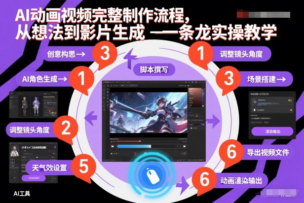 AI动画视频完整制作流程，从想法到影片生成一条龙实操教学-知识创作