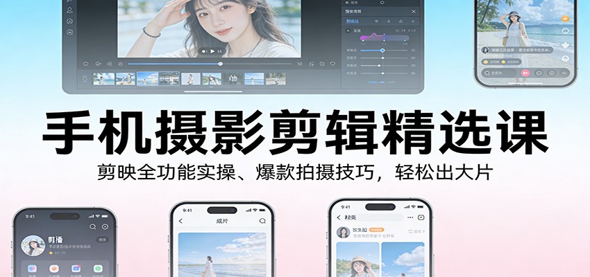 手机摄影剪辑精选课：剪映全功能实操、爆款拍摄技巧，轻松出大片-知识创作