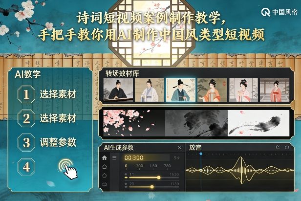 古诗词短视频案例制作教学，手把手教你用AI制作中国风类型短视频-知识创作
