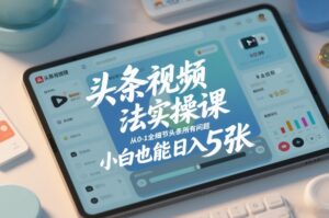 头条视频玩法实操课，从0-1全细节头条所有问题，小白也能日入5张-知识创作