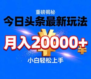 今日头条代运营最新玩法，轻轻松松月入20000＋-知识创作