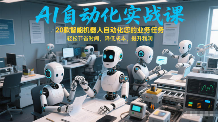AI自动化实战课：20款智能机器人自动化您的业务任务，轻松节省时间，降低成本，提升利润-知识创作