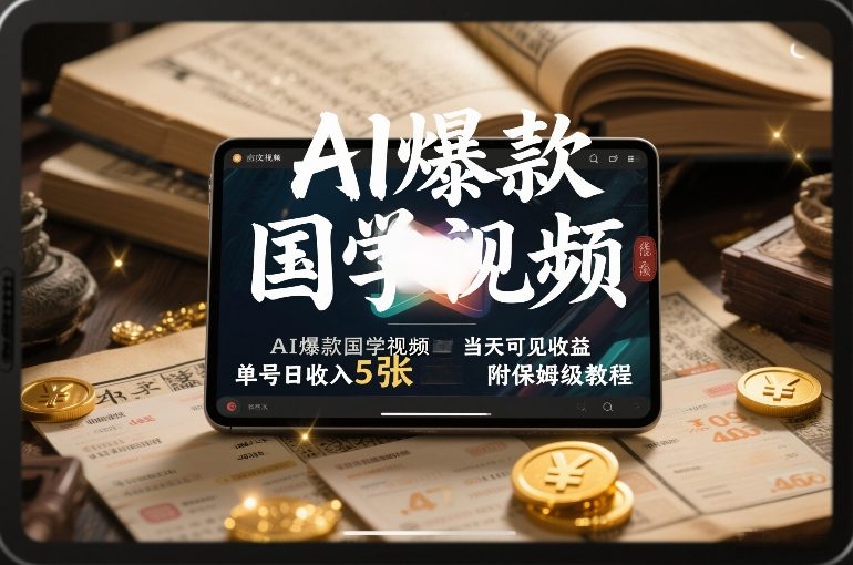 AI爆款国学视频，独家起号方法，小白直接上手，当天可见收益，单号日收入5张+附保姆级教程-知识创作