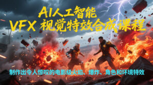 AI人工智能VFX视觉特效合成课程，制作出令人惊叹的电影级火焰、爆炸、角色和环境特效-知识创作
