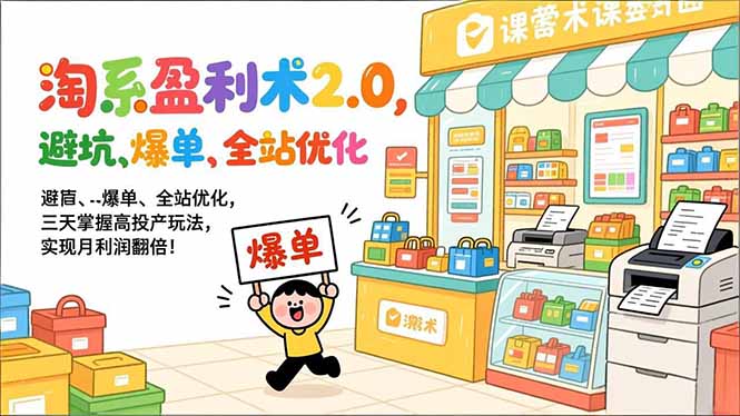 淘系盈利术2.0，避坑、爆单、全站优化，三天掌握高投产玩法，实现月利润翻倍！-知识创作