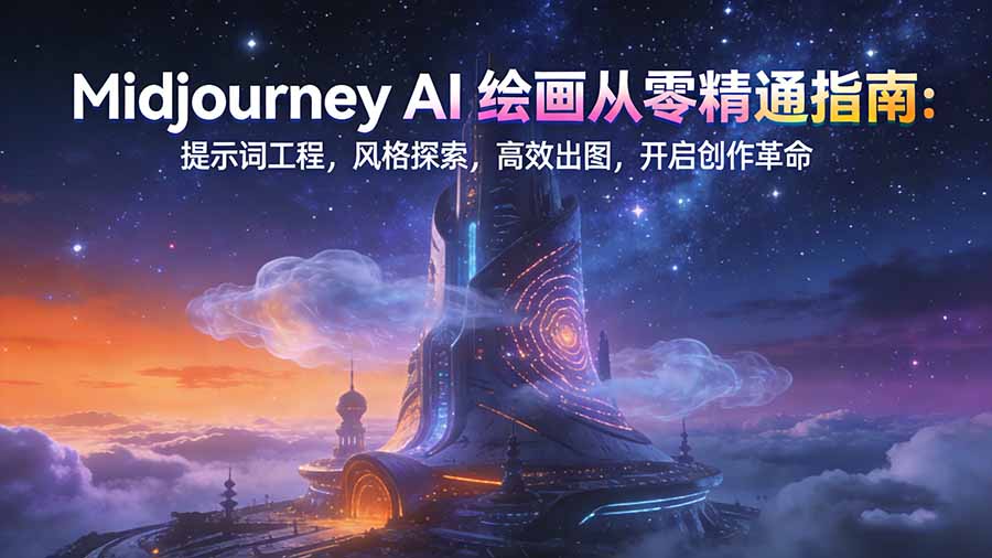 Midjourney AI绘画从零精通指南：提示词工程，风格探索，高效出图，开启创作革命-知识创作