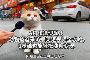 AI搞钱新思路！动物被迫采访搞笑短视频全攻略，0基础也能轻松涨粉变现-知识创作