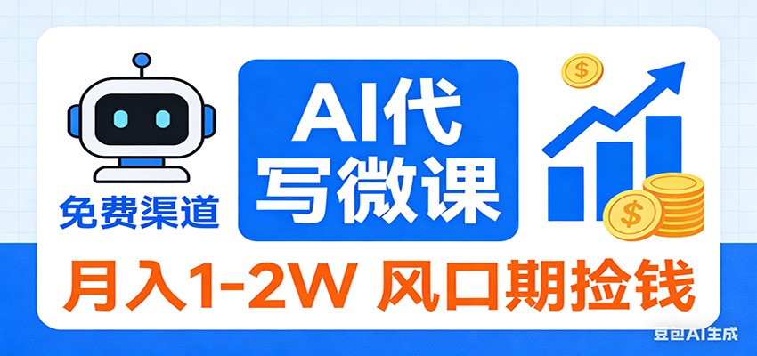 2026告别打工！AI 代写微课，提供免费渠道，月入 1-2W 风口期捡钱-知识创作