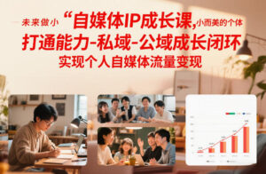 自媒体IP成长课，未来做小而美的个体，打通能力-私域-公域成长闭环，实现个人自媒体流量变现-知识创作