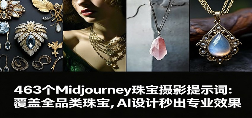 463个Midjourney珠宝摄影提示词：覆盖全品类珠宝，AI设计秒出专业效果-知识创作