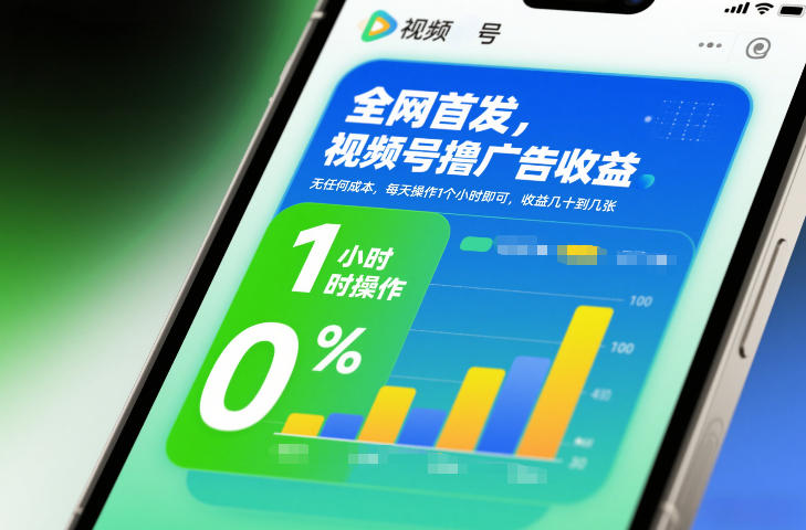 全网首发，视频号撸广告收益，无任何成本，每天操作1个小时即可，收益几十到几张-知识创作