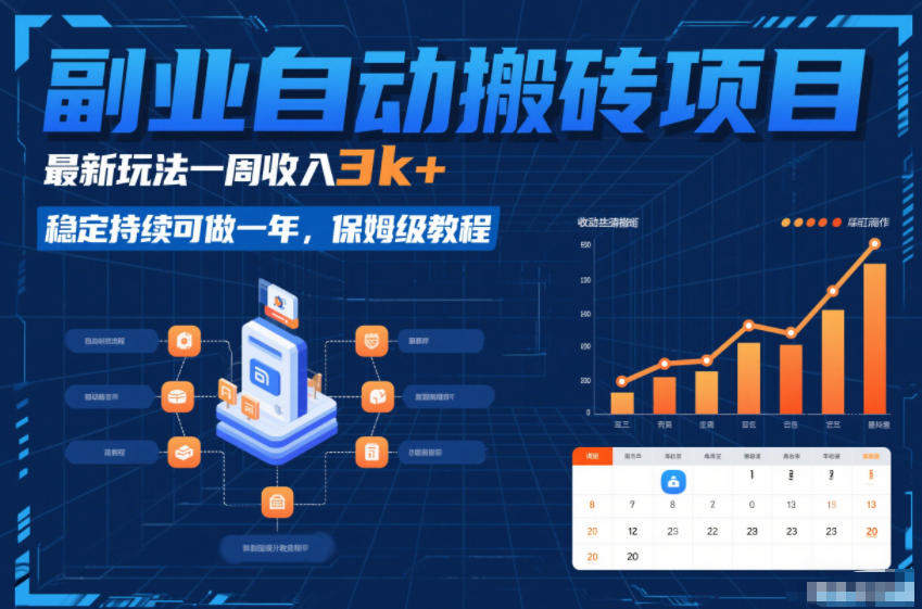 副业自动搬砖项目，最新玩法一周收入3k+，稳定持续可做一年，保姆级教程【揭秘】-知识创作