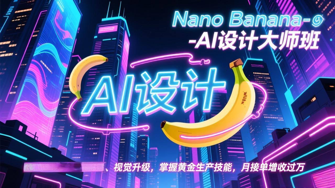 Nano Banana-AI设计大师班，修图合成、广告创作、视觉升级，掌握黄金生产技能，月接单增收过万-知识创作