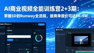 AI商业视频全能训练营2+3期：掌握SD到Runway全流程，接商单报价可达5K-5W-知识创作