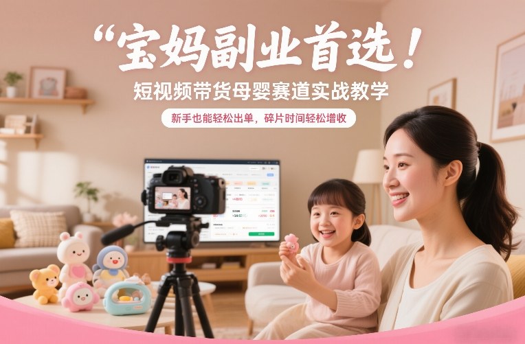 宝妈副业首选！短视频带货母婴赛道实战教学，新手也能轻松出单，碎片时间轻松增收-知识创作