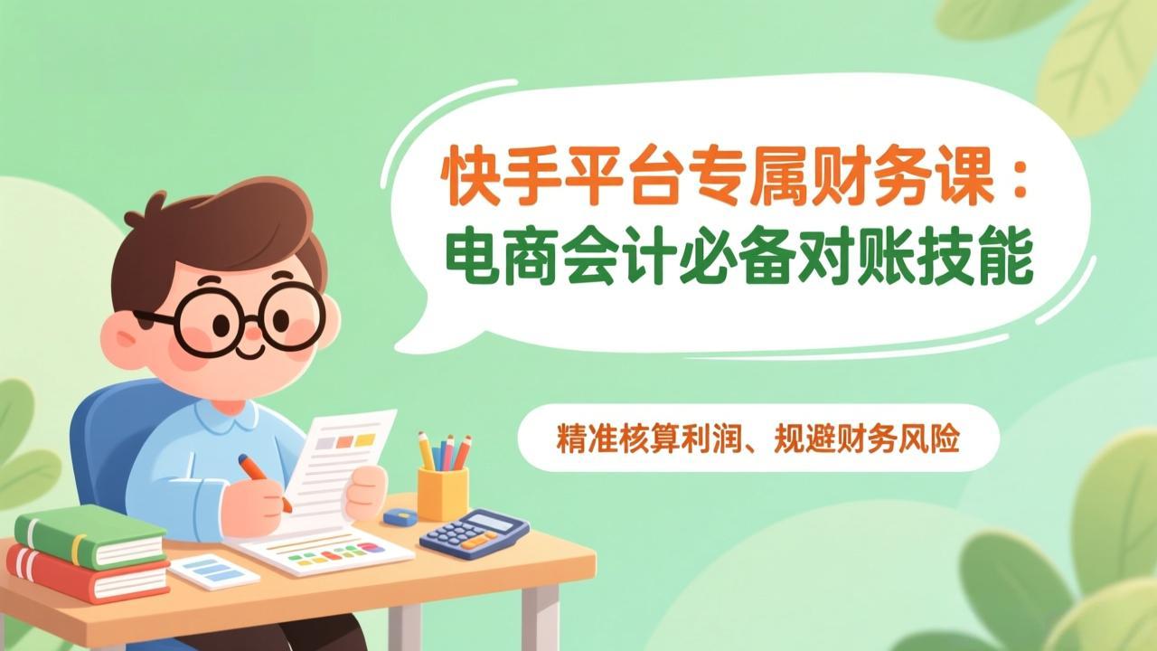 快手平台专属财务课：电商会计必备对账技能，精准核算利润、规避财务风险-知识创作