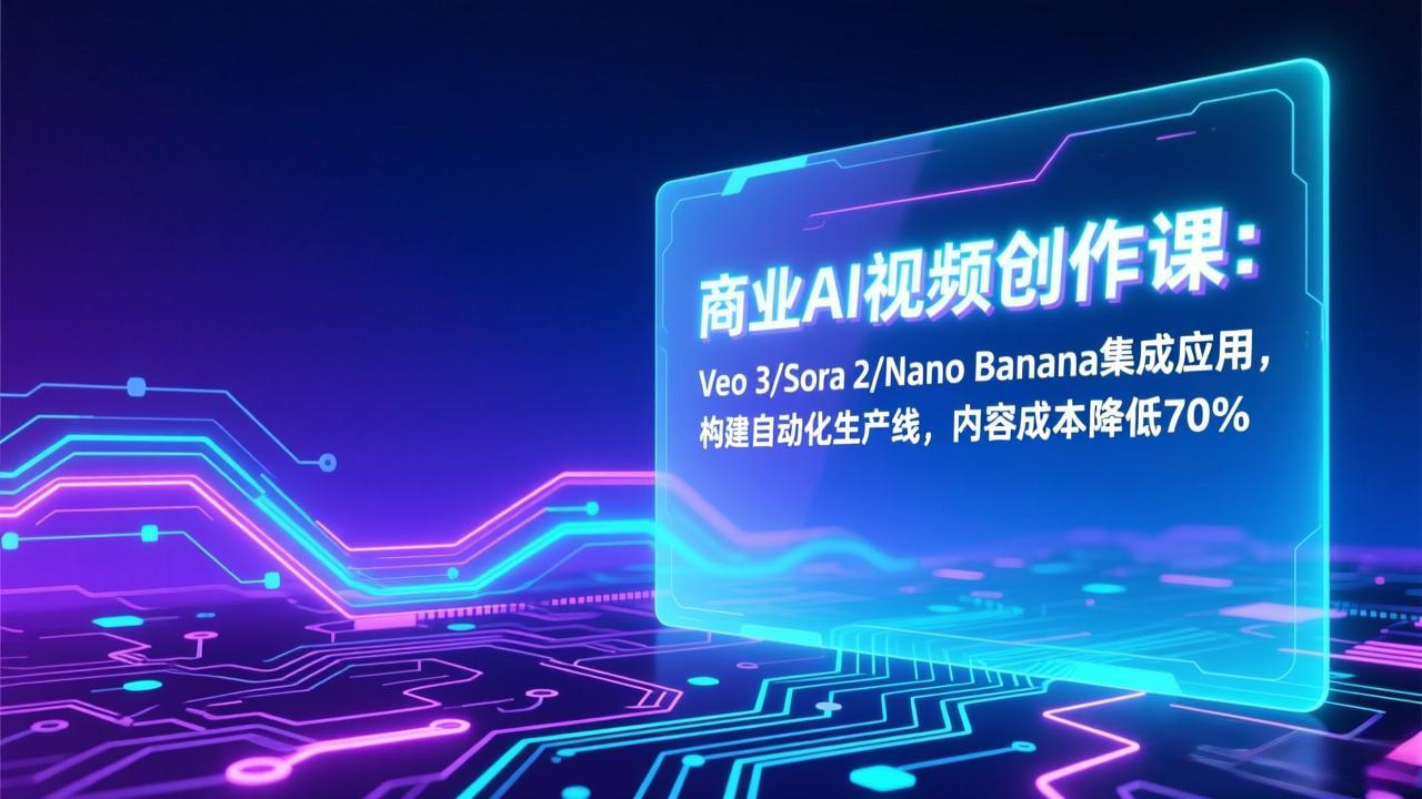 商业AI视频创作课：Veo 3/Sora 2/Nano Banana集成应用，构建自动化生产线，内容成本降低70%-知识创作