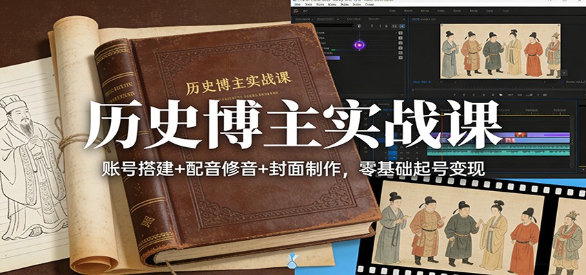 历史博主实战课：账号搭建+配音修音+封面制作，零基础起号变现-知识创作