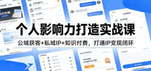 个人影响力打造实战课：公域获客+私域IP+知识付费，打通IP变现闭环-知识创作